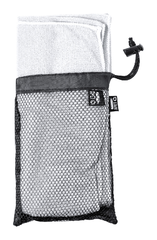 Serviette de sport en microfibre - RPET - Pochette labélisée RPET - 160 g/m² - Blanc - 98 gr_0