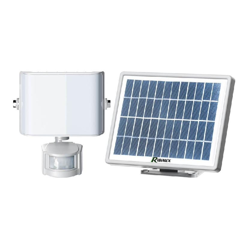 Spot solaire 9 watts LED - 800 lumens avec détecteur de mouvement - RIBIMEX - IP44 - Panneau solaire 12V_0