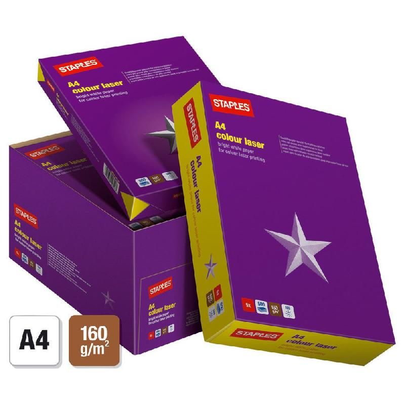 STAPLES PAPIER COLOUR LASER A4 BLANC DE 160 G/M²