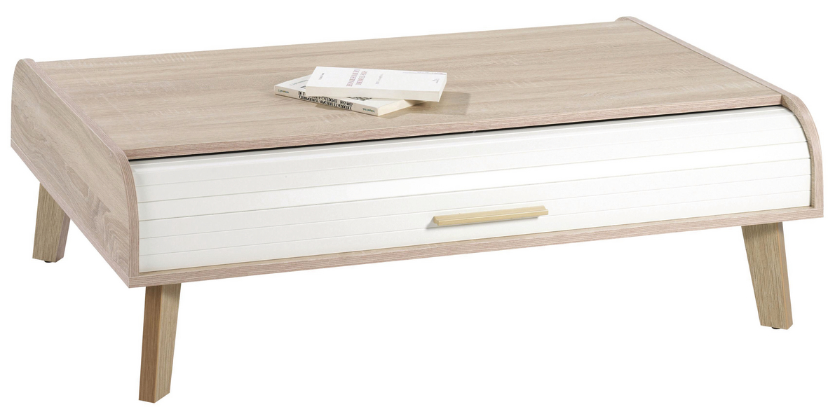 TABLE BASSE VINTAGE COLORIS CHÊNE/BLANC