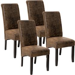 Tectake Lot de 4 chaises aspect cuir - marron foncé -403500 - marron matière synthétique 403500_0