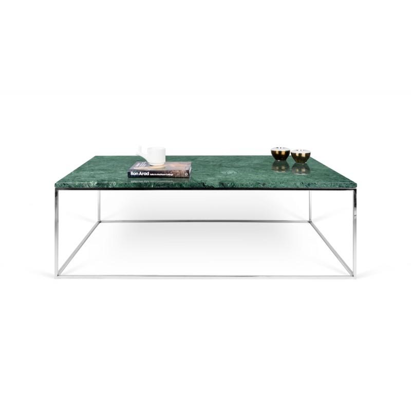 TEMAHOME - TABLE BASSE GLEAM 120CM MARBRE VERT & MÉTAL CHROMÉ_0