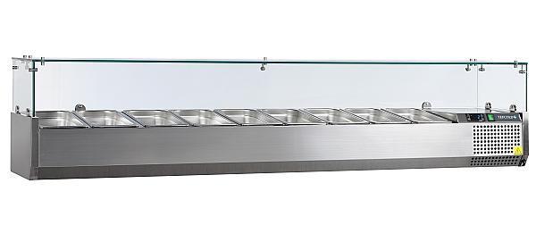 Vitrine réfrigérée GN1/3 avec couvercle inox - VK38-200 S/S LID - 2000 mm - Plage 2 à 10°C_0
