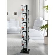 4036 - Porte-brochure rotatif - Afix Diffusion - aluminium anodisé noir et argent - hauteur 175 cm_0
