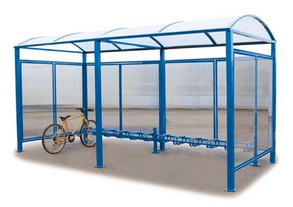 Abri vélos et motos 'VOÛTE' - tout-en-un avec bardages latéraux et de fond - structure en acier et aluminium_0