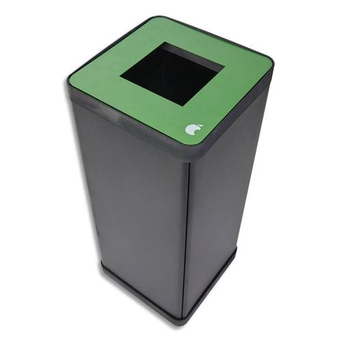 Alba poubelle de tri sélectif 50l en acier et abs vert, pour déchets alimentaires, dim l31 x h73 x p31 cm_0