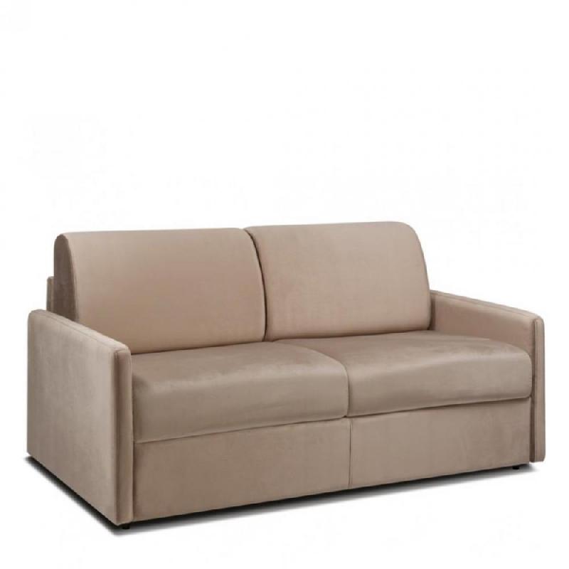 Canapé convertible CanapExpress Luxury - 140 cm - Matelas 22 cm mémoire de forme - Velours taupe - Fabrication italienne_0