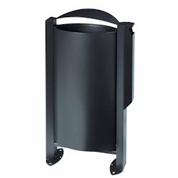 Rossignol - Corbeille 60L sur pied avec cendrier 3L ARKEA - anthracite - gris acier 56250_0