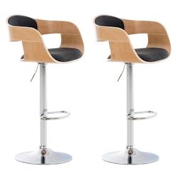 Décoshop26 - Lot de 2 tabourets de bar design scandinave en tissu gris foncé et structure en bois clair 10_0004256 - gris 3000252009711_0