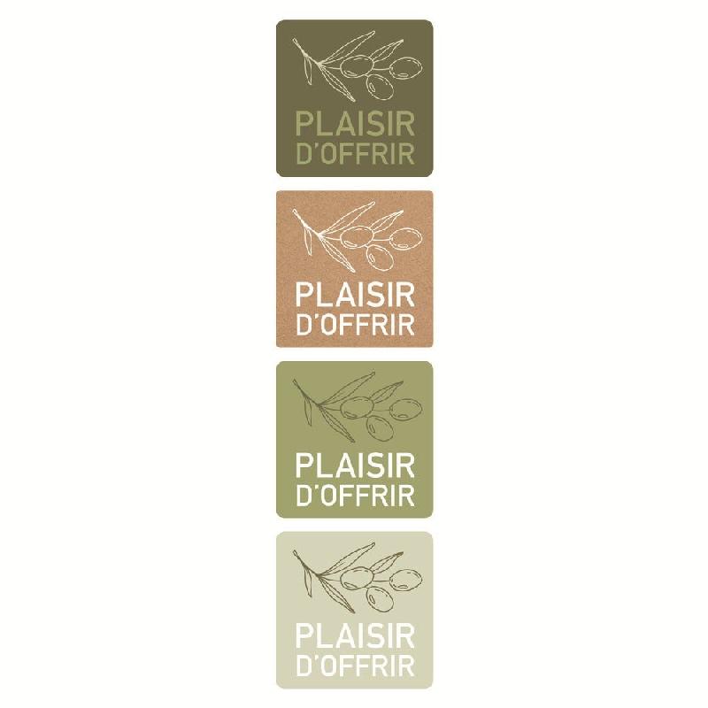 Etiquette adhésive Plaisir d'offrir 35x35mm coloris assortis - par 500_0
