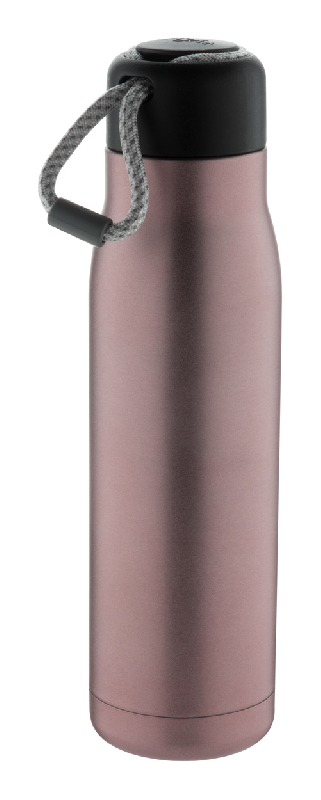 Gourde - acier inoxydable - double paroi isotherme - finition mate - dragonne - 500 ml - couleur rose_0