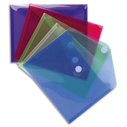 POCHETTES-ENVELOPPES VELCRO EXACOMPTA - A5 - POLYPROPYLENE 2/10E - COLORIS ASSORTIS - SACHET DE 5