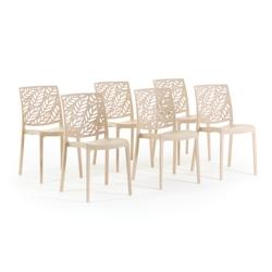 RATTATAN Set 6 Chaises en polypropylène avec fibre de verre empilables pour extérieur et jardin, bar et restaurant, cuisine design moderne - DAFNE -_0