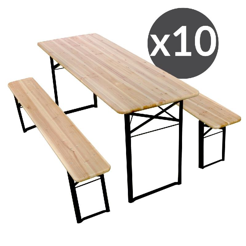 Set brasserie table et banc 220 cm - lot de 10 - pliants - usage professionnel intérieur/extérieur_0