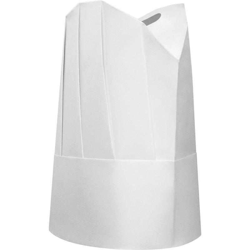 Toque plissée réglable - Papier extra blanc 80 g/m² - Hauteur 25 cm - Sachet de 10 pièces_0
