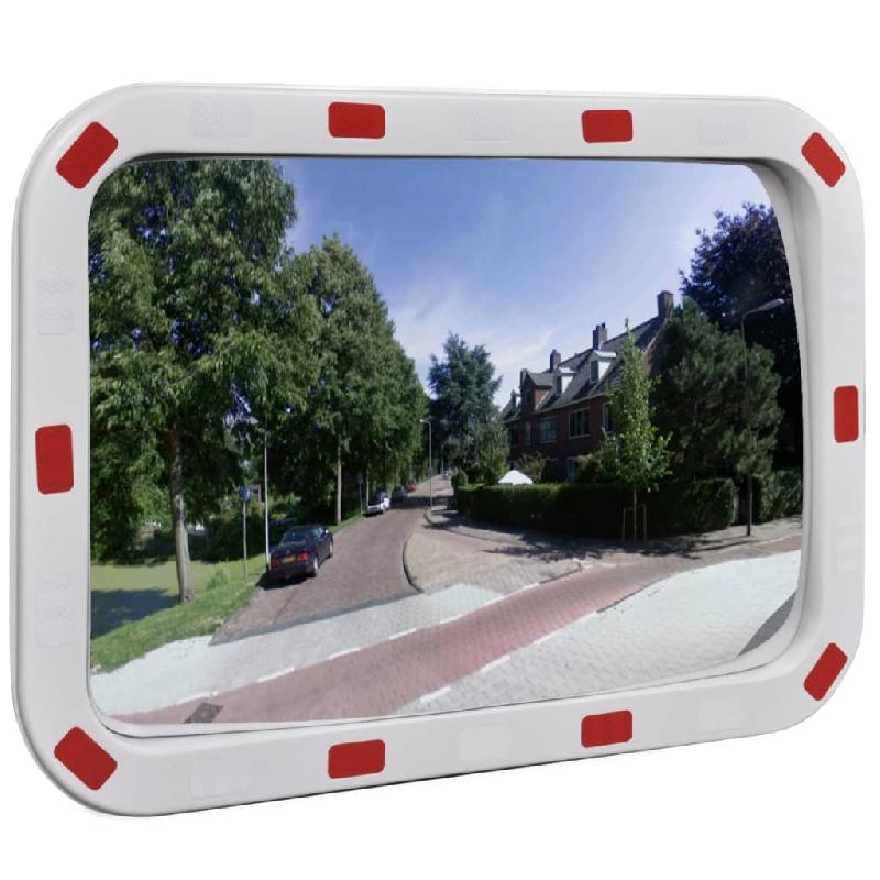 Vidaxl miroir de trafic convexe rectangulaire 40x60cm avec réflecteurs 141682_0