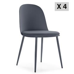 VS Venta-stock Lot de 4 chaises Kana bleu, pieds en métal et assise rembourrée - bleu I22019_0