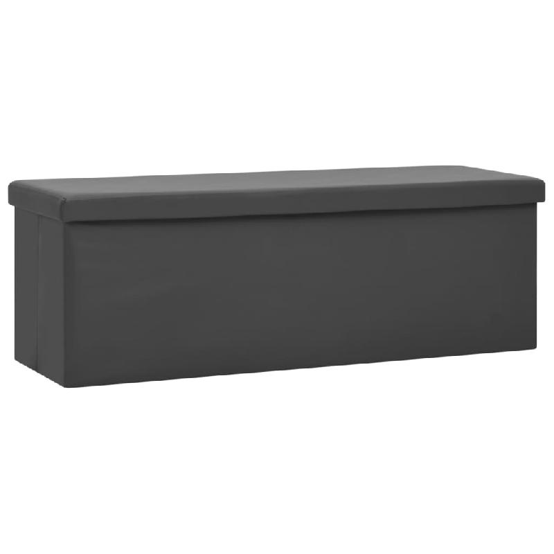 Banc banquette de rangement pliable 110 x 38 x 38 cm - PVC gris - siège rembourré et pliable_0
