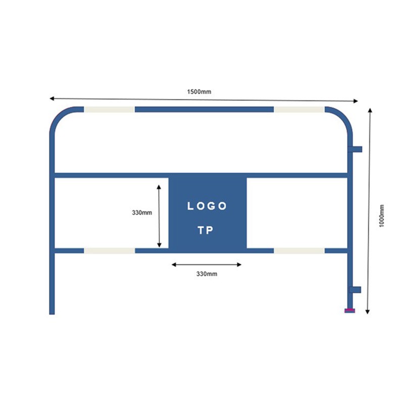 Barrière de chantier 1.5x1m - plaque centrale personnalisée avec logo - tube 25mm - marque VBMateriel_0