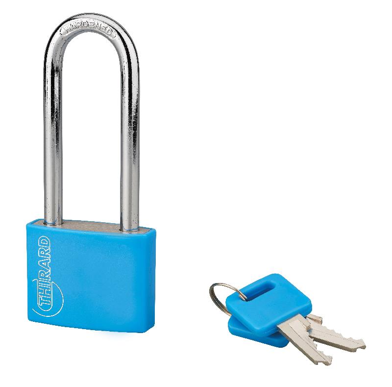 Cadenas à clé type 1 aluminium - 40 mm - anse 1/2 haute - bleu - marque Thirard_0
