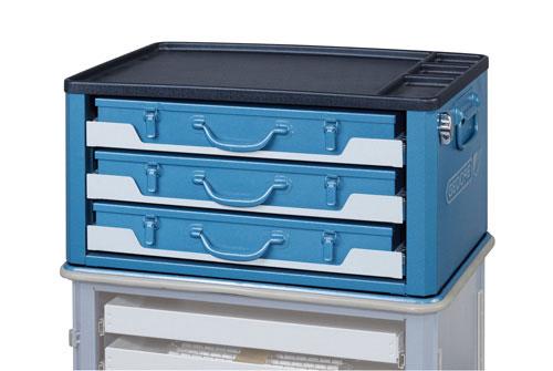 Coffre à outils 1433-1072 ES Gedorit - 3 modules de rangement extractibles, verrouillage centralisé, bleu_0