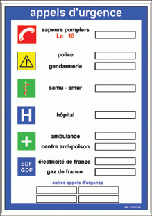 Consignes appels d'urgence - Panneau consignes de sécurité pour affichage à côté d'un téléphone_0