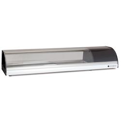Coreco - Vitrine à tapas avec dessus vitre courbe - +4°C/+8°C - 1400x410x255 mm - Fond plat pour assiettes - Modèle BCL-6 en acier inoxydable_0