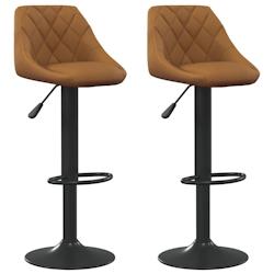 Décoshop26 - Lot de 2 tabourets de bar chaises hautes coutures losange en velours marron et acier noir DEC029788 - marron 3000257554803_0