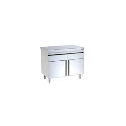 Meuble Central avec Portes Battantes et Tiroirs Profondeur 700mm - Distform - l100- L- P70- h85- Acier Inoxydable - 641094708849_0