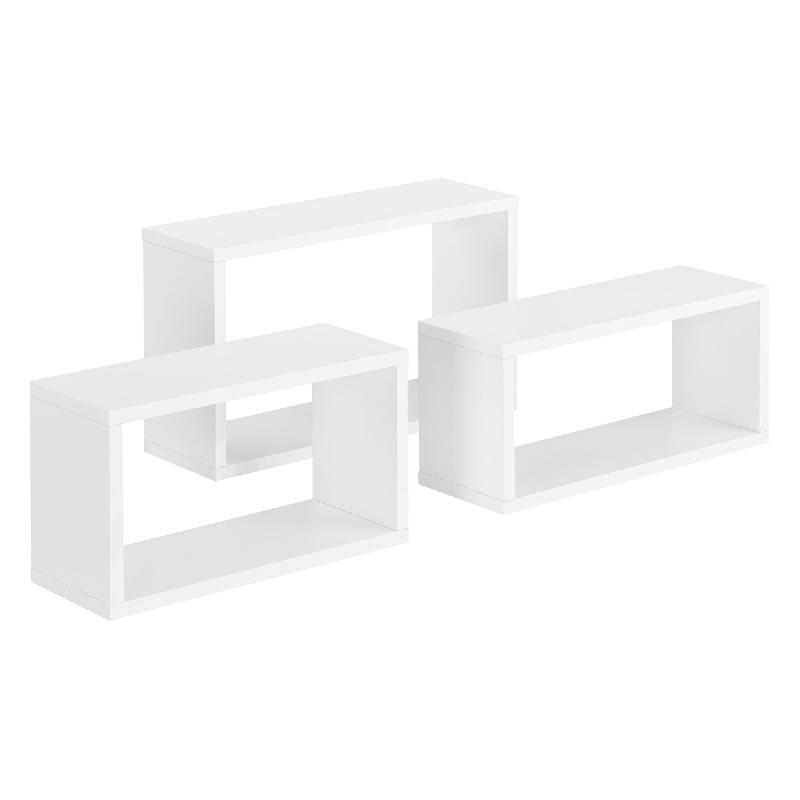 Lot de 3 étagères murales - étagères flottantes design de tailles différentes - blanc mat - 03_0005792_0