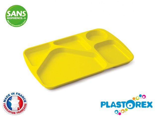 PLATEAU A 5 COMPARTIMENTS MELAMINE JAUNE