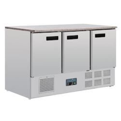 Polar Table réfrigérée de bar avec plan de travail en marbre 3 portes 368Ltr - CL109_0