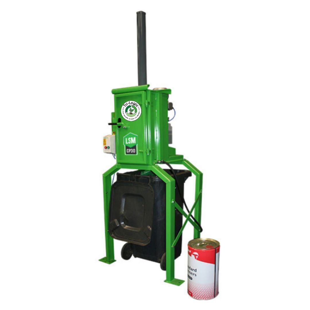 Presse ou compacteur pour bidons et filtres à huile CP30 - 8 tonnes de force de compactage - capacité 30 litres_0