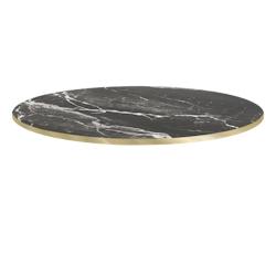 Restootab - Plateau Ø120 decor marbre royal chants laiton - noir Bois manufacturé PL-R120M-MB.ROY-LAI_0