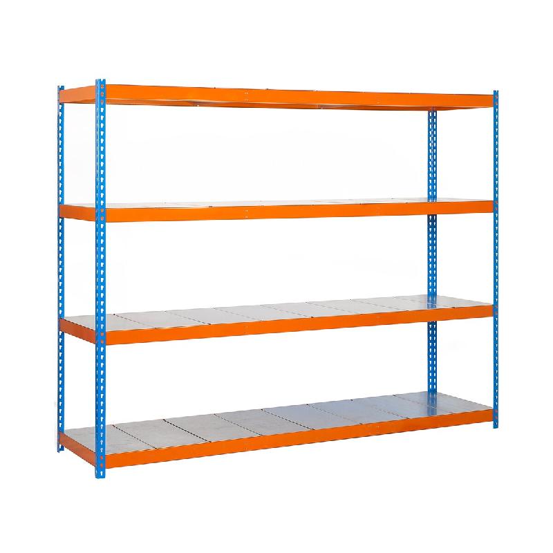 SimonRack Rayonnage industriel, 2000x1200x750 mm, 400 kg au point de flexion, 4 étagères métalliques, Bleu/Orange/Galvanisé- Ecoforte - orange mé_0