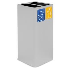Stil Casa PURE, conteneur déchets en acier peint, 38x38xH80 cm, couvercle 2 compartiments, pictogrammes magnétiques, 100 L, blanc. - blanc acier PU1_0