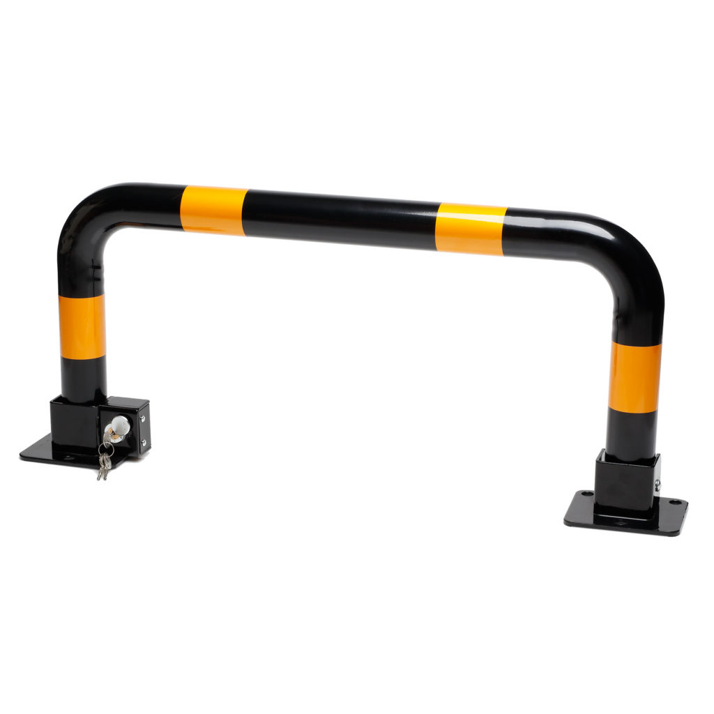 Stop parking professionnel - Barrière de parking manuelle rabattable en acier galvanisé avec bandes rétro-réfléchissantes - 33 cm de hauteur, 81 cm de longueur_0