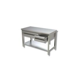 Table avec étagère et 4 tiroirs - Gamme 600 - Ristopro - l200- L- P60- h85- Inox AISI430 - 7864849181107_0