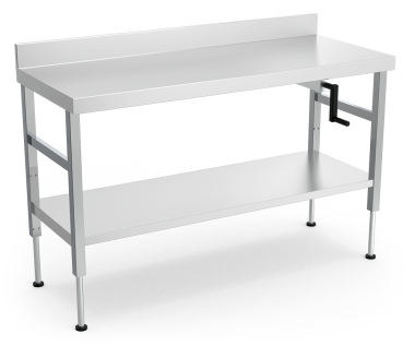 Table inox adossée - système manuel d'élévation - hauteur réglable - acier inoxydable AISI 304_0