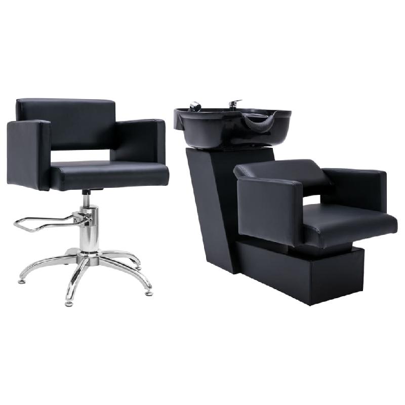 Vidaxl unité de rinçage de shampoing avec chaise de salon similicuir 3080278_0