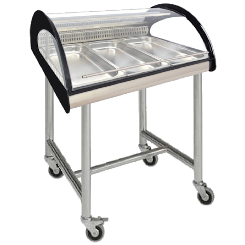 Vitrine d’exposition réfrigérée pour poisson. 3 gn avec roulettes - 1020x890x1235 mm - 300 W 230/1V - 24F65536 Eurast - gris inox 24F65536_0