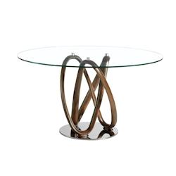 AC ANGEL CERDA Angel Cerdá Table à manger ronde verre trempé et noyer 1021C Ø120 x 75 - Bois massif 8435631004783_0