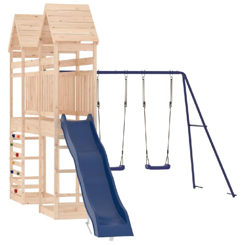 AIRE DE JEUX D\'EXTÉRIEUR BALANÇOIRES TOBOGGAN PORTIQUES ROBUSTE JEUX JARDIN 315 X 547 X 264 CM BOIS DE PIN MASSIF 02_0004699_0