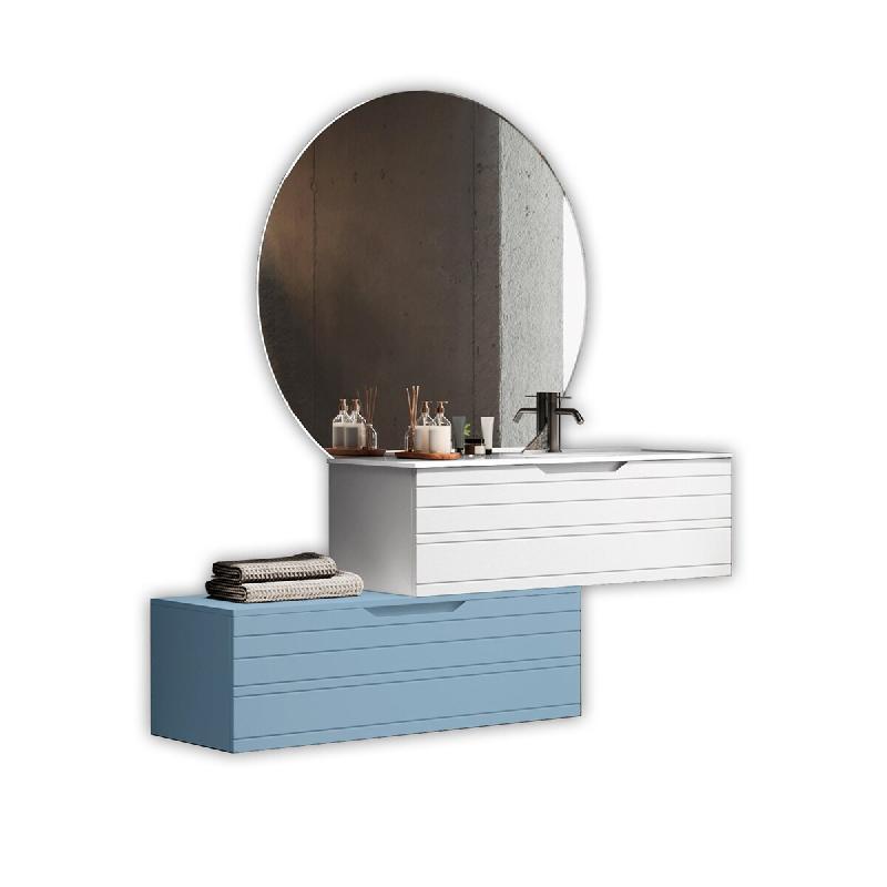 AQA Design Composition vasque droite 4 pièces SOLMIRA en MDF blanc/bleu clair tiffany L.200 P.45 H.190 MPSO54-O1-TIF - multicolore Bois manufacturé_0