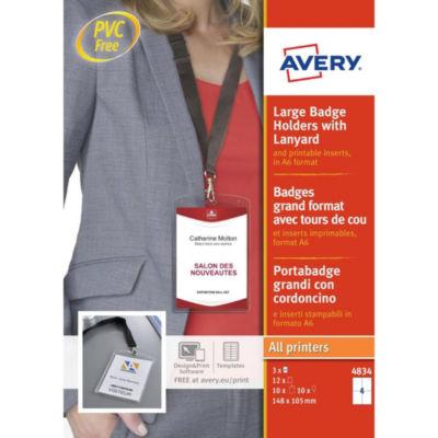 Avery 4834 - 10 lacets + pochettes en plastique pour badge - A6_0