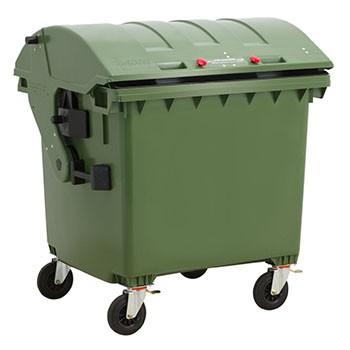 Bac de collecte roulant en plastique 1100L - couvercle basculant vert - norme EN 840 et EN 13071_0