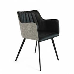 Bistromania Fauteuil d'intérieur MILAN - Similicuir Noir et Tissus Gris - EX006_0