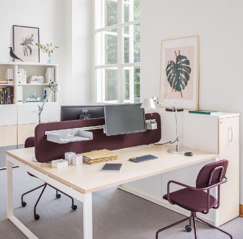Bureau bench 2 postes OGI Q - MDD - pieds droits robustes - plusieurs dimensions disponibles_0