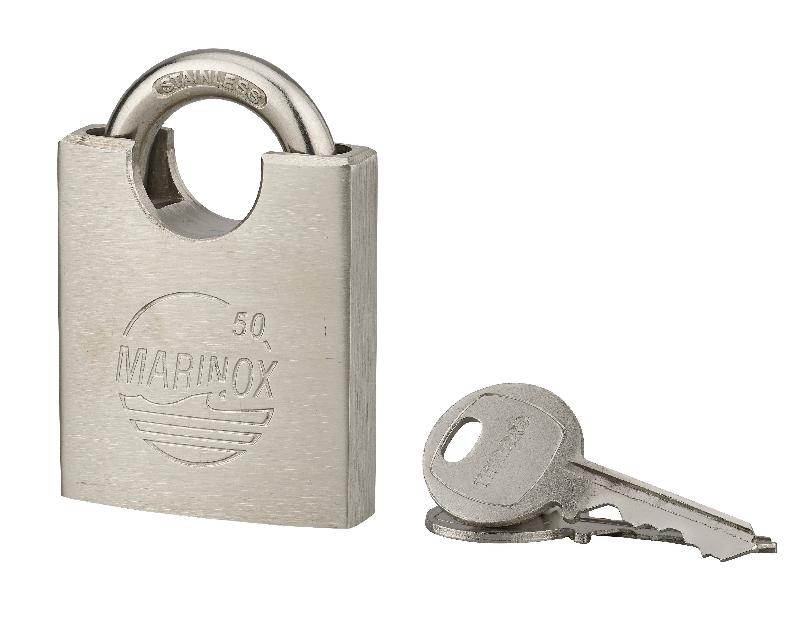 Cadenas anti-corrosion Marinox 50 mm - inox brossé - double verrouillage - garanti 10 ans_0