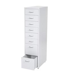 Décoshop26 - Caisson à tiroirs sur roulettes 110x28x41cm 8 tiroirs en acier blanc 04_0004352 - blanc 3000447832698_0